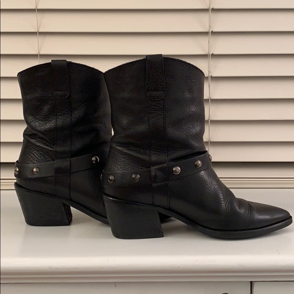 KURT GEIGER CARVELA  Black Cowboy Studded  Boots